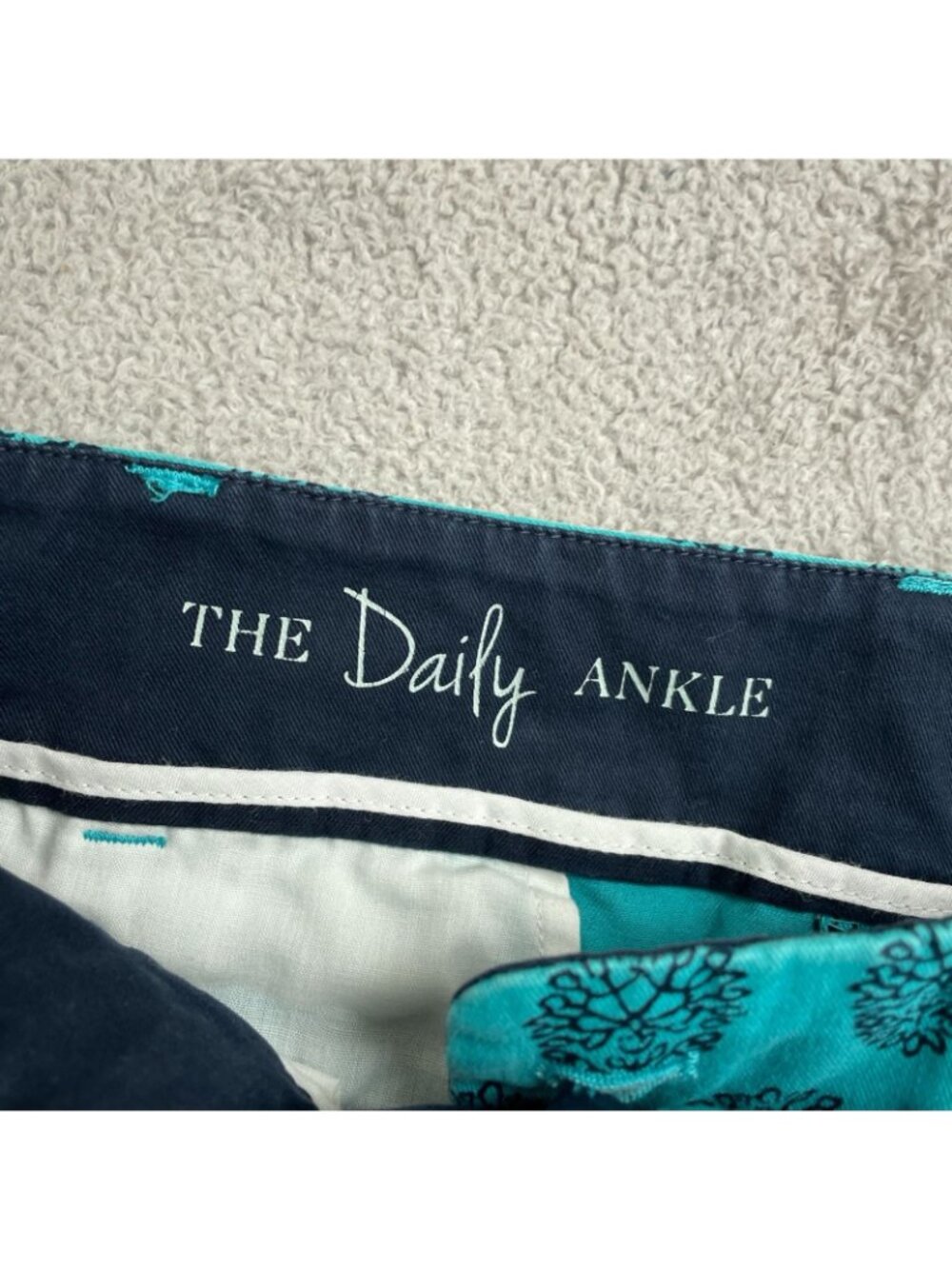 Talbots Women's 14 The Daily Ankle Chino Pants Turquoise Pinecone Print P0548 - Picture 6 of 11